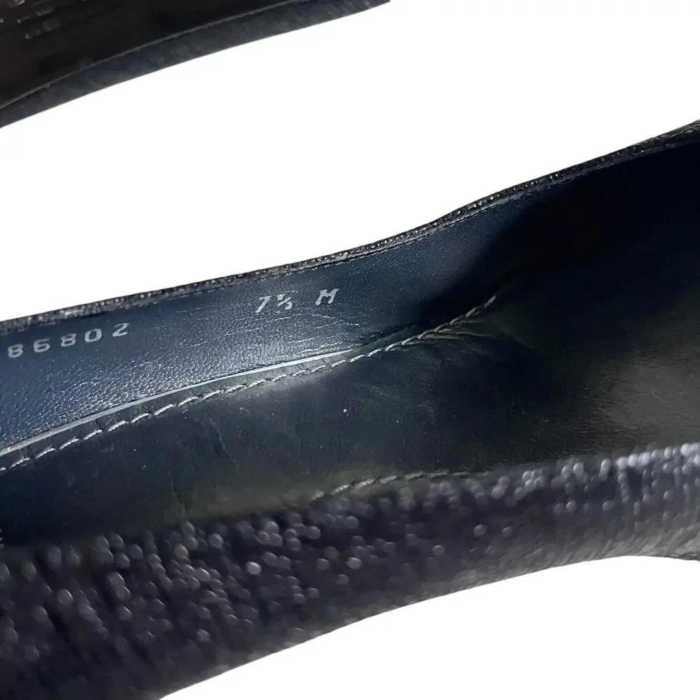 Stuart Weitzman Black Curvia Textured Pointed Toe Heeled Pumps Size 7.5M